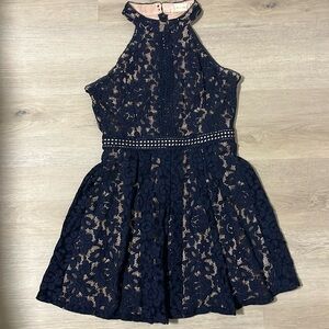 Altar’d State Dress Size Small Navy/Tan Elegant Floral